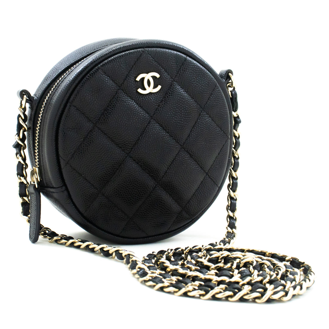Chanel Round Mini Compact Leather Handbag