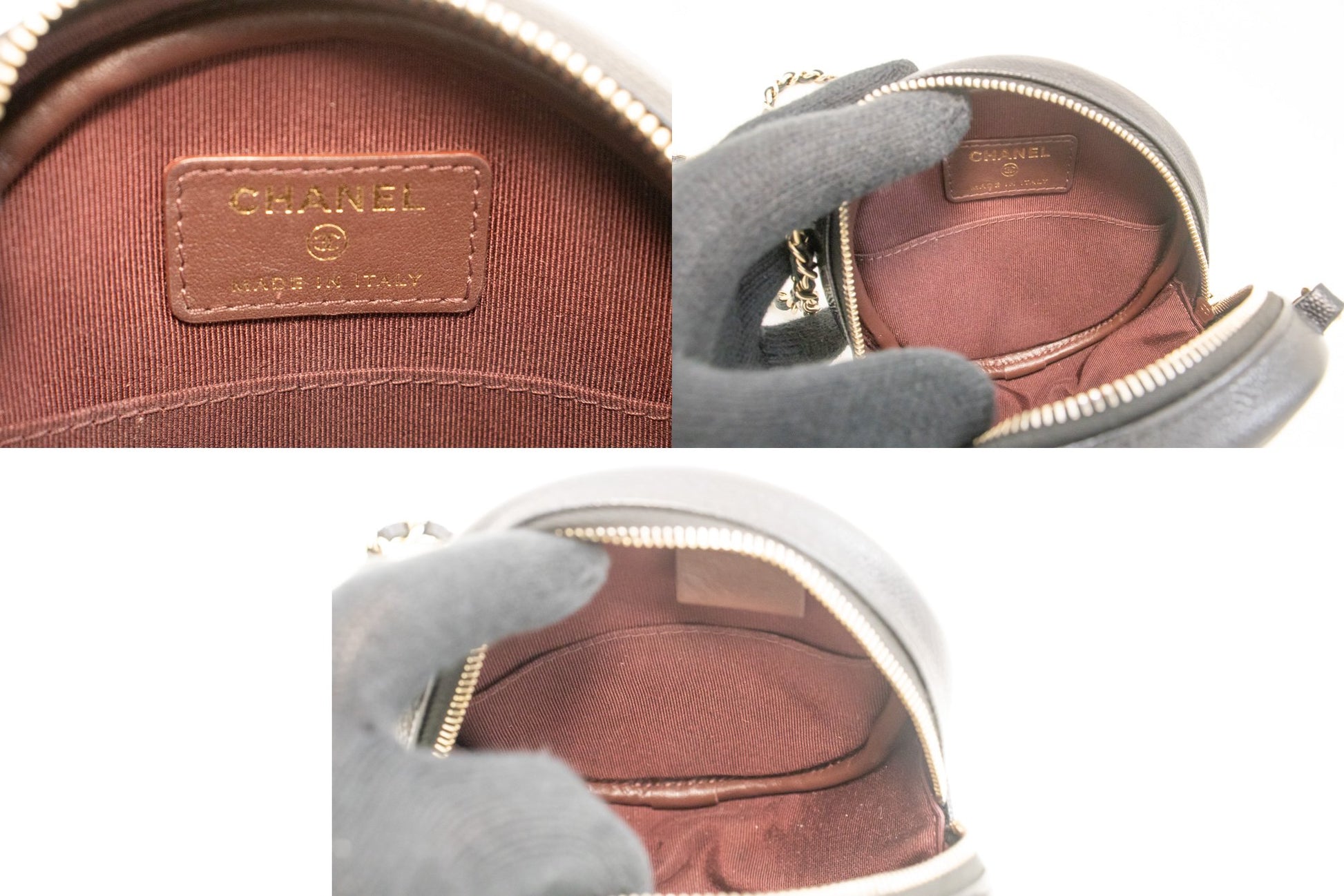 Chanel Round Mini Compact Leather Handbag