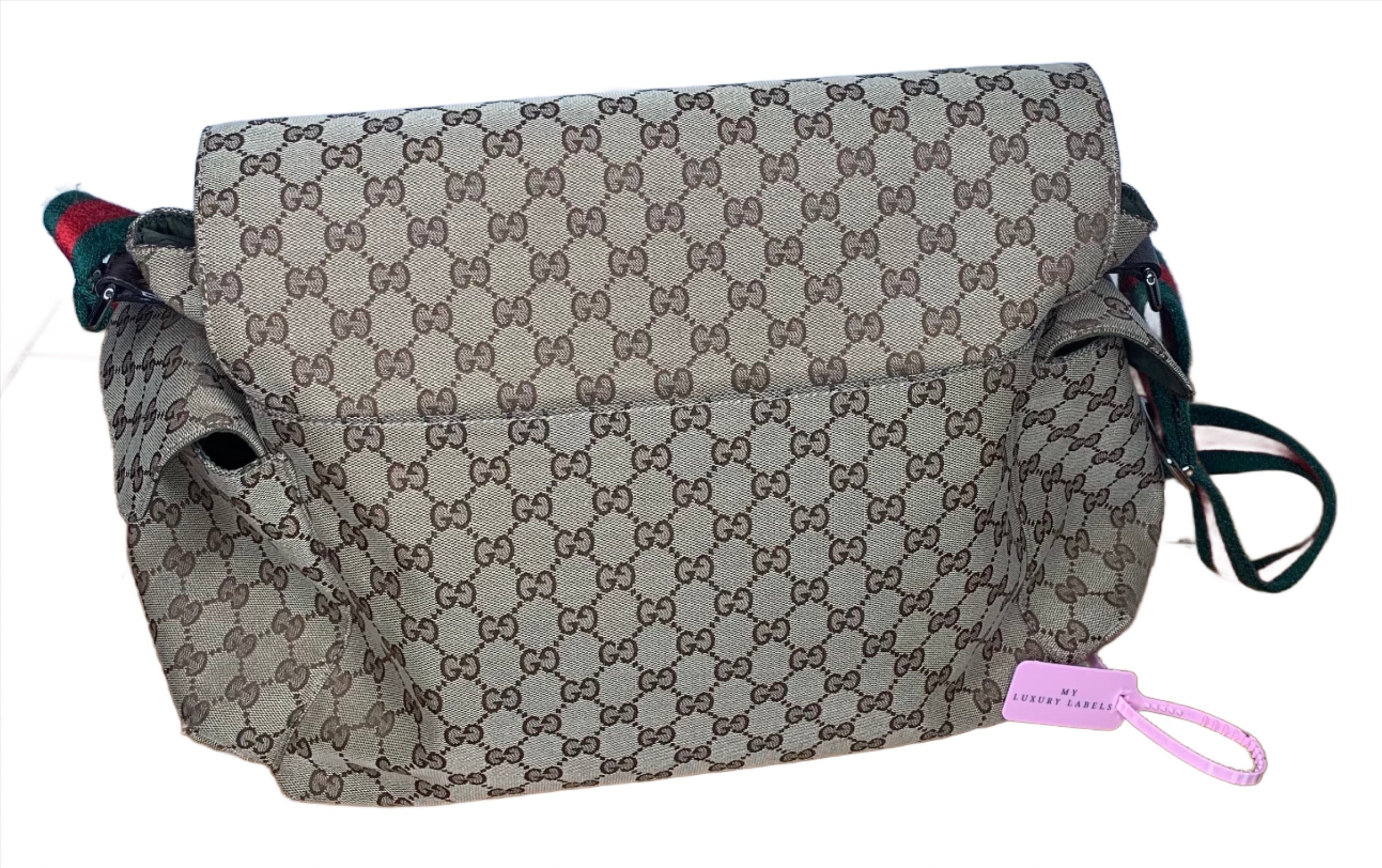 グッチのベビーバッグ gucci baby bag Large changing bag in Blue Red GG Canvas | GUCCI® SI